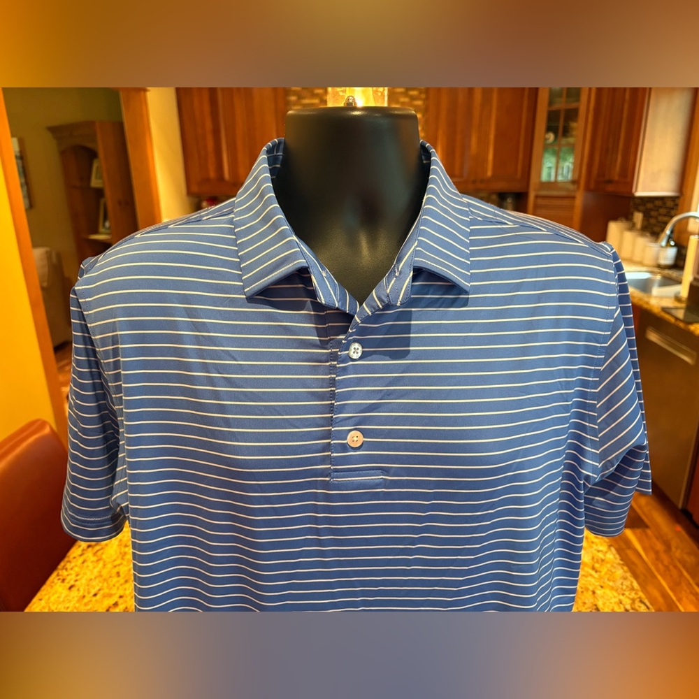 FootJoy Blue and White Striped Polo‎ Shirt - Picture 2 of 6